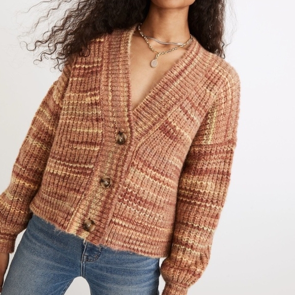 Madewell Sweaters - Madewell Waller Stripe Cropped Cardigan Wool Blend